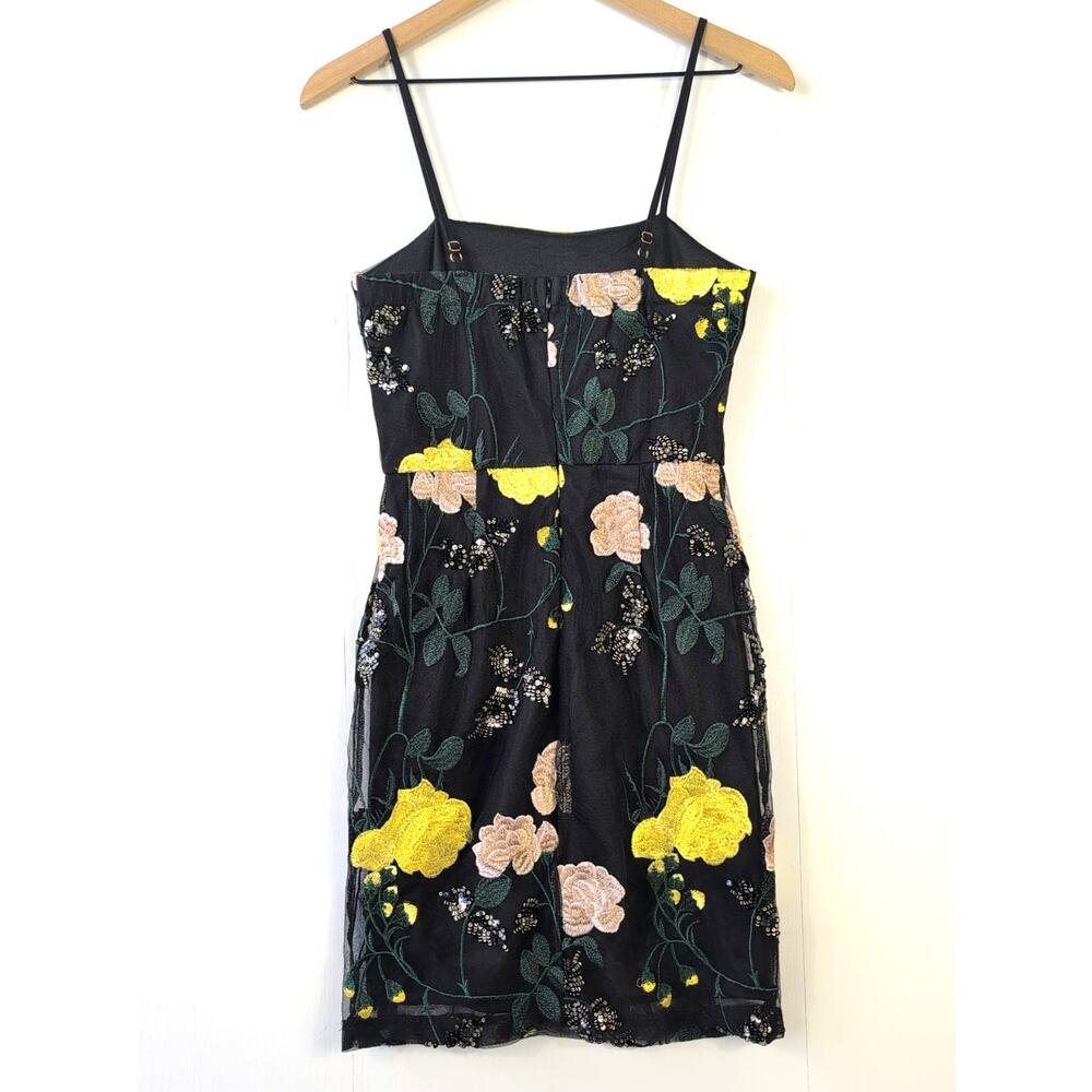Lulu's Rue Black Floral Embroidered Sequin Bodycon Mini Dress Size XS - Picture 3 of 14